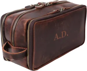 Personalized Leather Toiletry Bag for Men, 1/3/6pcs Wedding Gift Travel Shaving Dopp Kit - Cosmetic Bags Toiletries Bathroom Organizer - Groomsmen Gift(D1pc)
