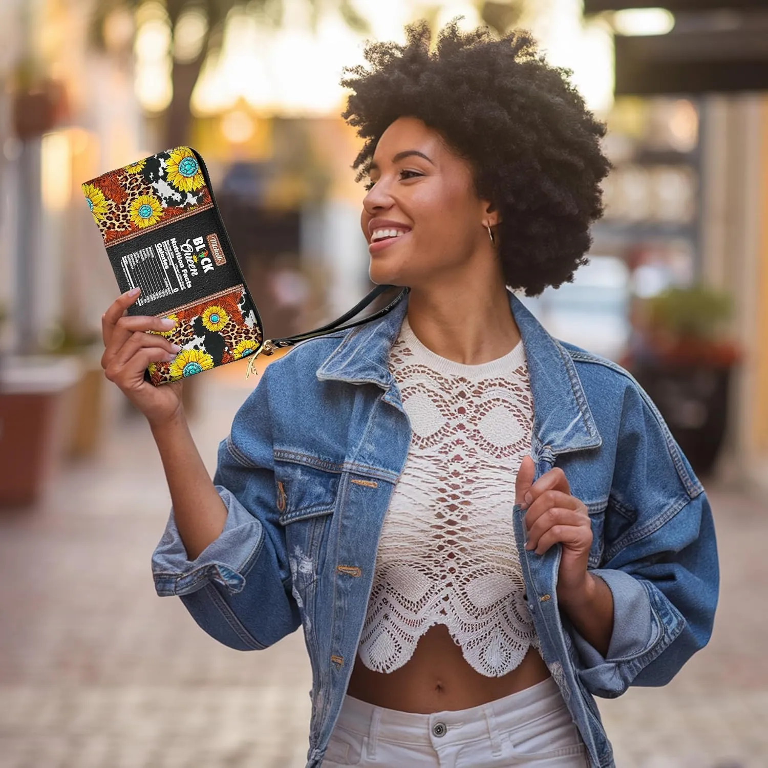Personalized Leather Wallet for Women – Custom Name African Pride Clutch – Elegant African Queen Gift – African American Art Bag – Ideal Gift for Mother's Day (Black Queen)