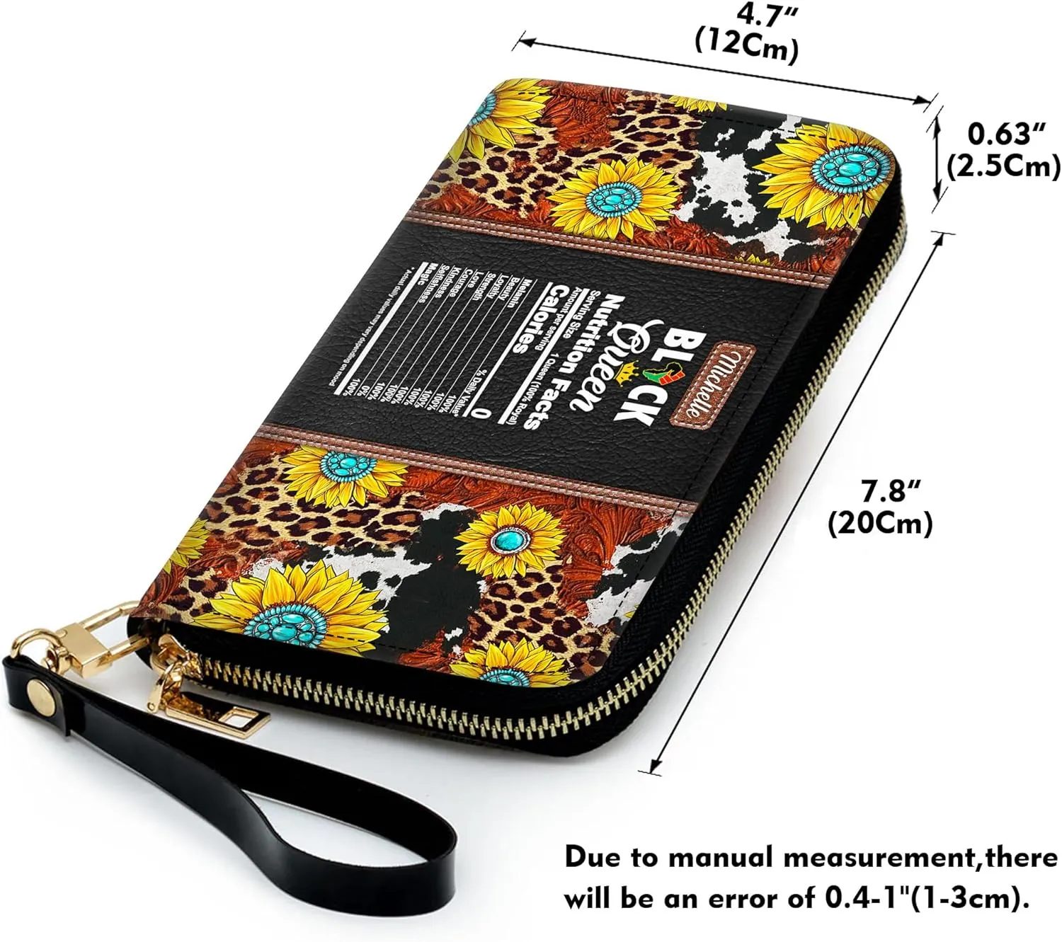 Personalized Leather Wallet for Women – Custom Name African Pride Clutch – Elegant African Queen Gift – African American Art Bag – Ideal Gift for Mother's Day (Black Queen)