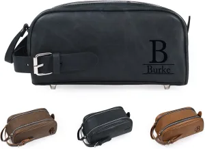 Personalized Toiletry Bag for Men, Custom Engraved Travel Dopp Kit Bag, Customized Name Initials Gift for Dad, Boyfriend, Husband Father's Day, Wedding, Birthday(Dark Blue)
