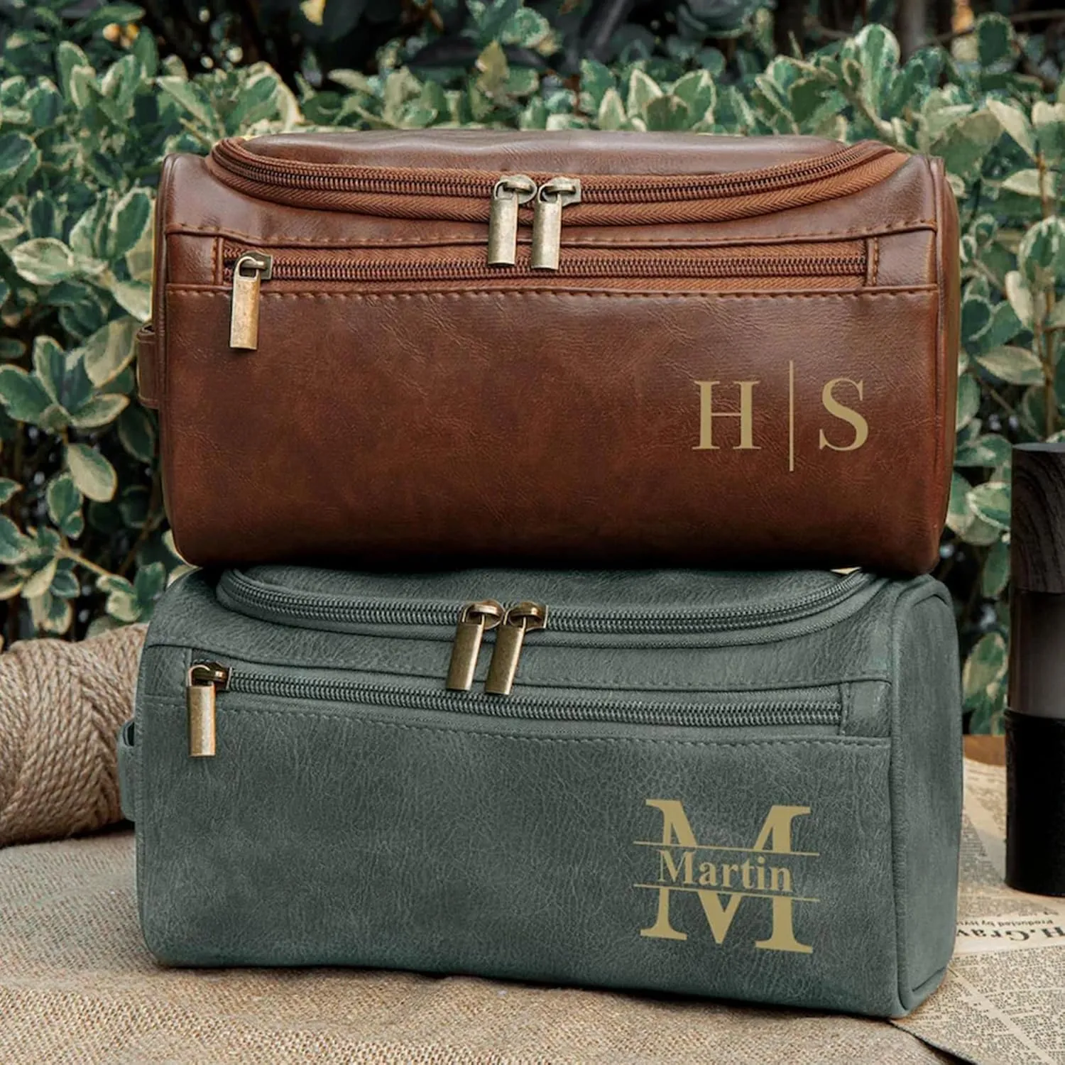 Personalized Toiletry Bag for Men Custom Mens Travel Bag PU Leather Storage Bag Personalized Gifts for Men Groomsmen Gifts Father’s Day Gift (Style 1)