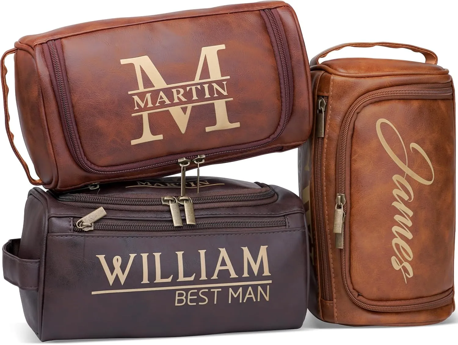 Personalized Toiletry Bag for Men, Engraved Name Initials Leather Toiletry Bag, Father's Day Gifts Custom Monogram Travel Dopp Kit Bag, Personalized Gifts for Dad, Husband, Boyfriend, Groomsmen Gifts