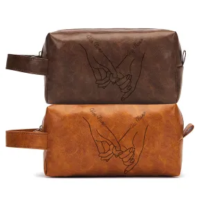 Personalized Toiletry Bag for Men, Pack of 2 for Couples, PU Leather Travel Bag, Dopp Kits, Cosmetic Bags, Laser Engraved Custom Name Unique Couples Gift Ideas| Anniversary| Wedding Gifts, Christmas