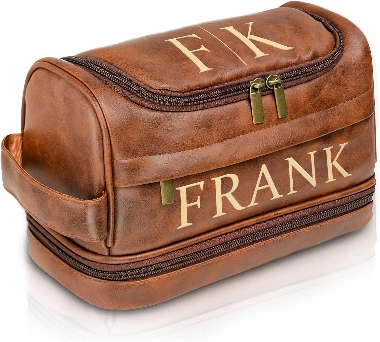 Personalized Toiletry Bag for Men, Waterproof Shaving Kit Gift for Dad, Custom Engraved Leather Travel Kit, Gifts for Men, Mens Travel Gift, Double Sided customization