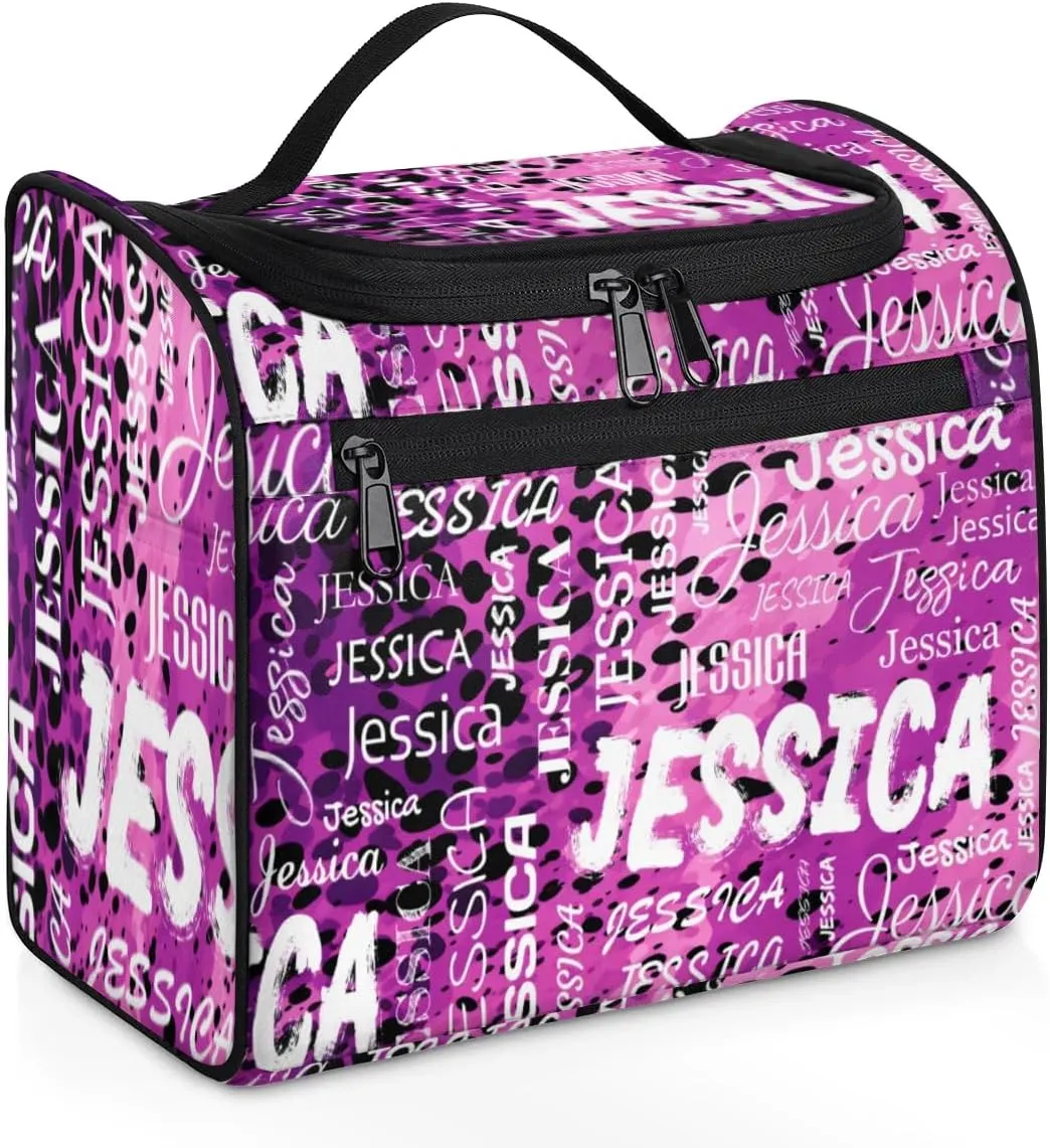 Personalized Travel Toiletry Bag for Women and Men, Hanging Travel Bag for Toiletries, Custom Makeup Organizer Bag for Cosmetics, Black Purple