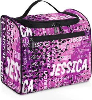 Personalized Travel Toiletry Bag for Women and Men, Hanging Travel Bag for Toiletries, Custom Makeup Organizer Bag for Cosmetics, Black Purple