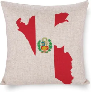 Peru Flag Map Cotton Linen Throw Pillow Covers Square Cushion Case Decorations Pillowcase for Sofa Couch Home