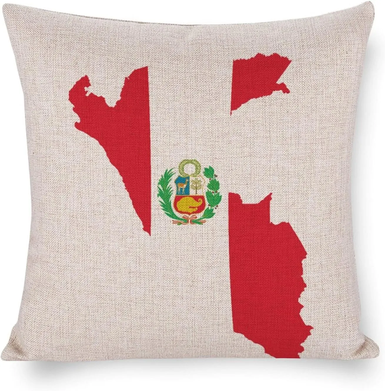 Peru Flag Map Cotton Linen Throw Pillow Covers Square Cushion Case Decorations Pillowcase for Sofa Couch Home