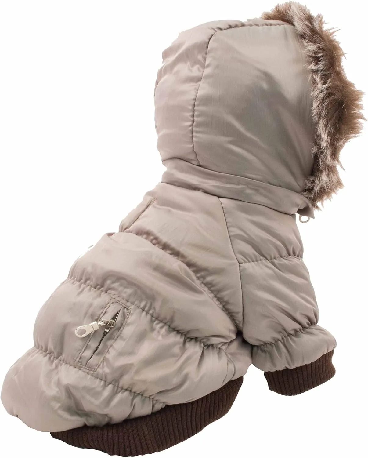 PET LIFE Classic Metallic Fashion Pet Dog Coat Jacket Parka w/ 3M Insulation and Removable Hood, Small, Metallic Grey