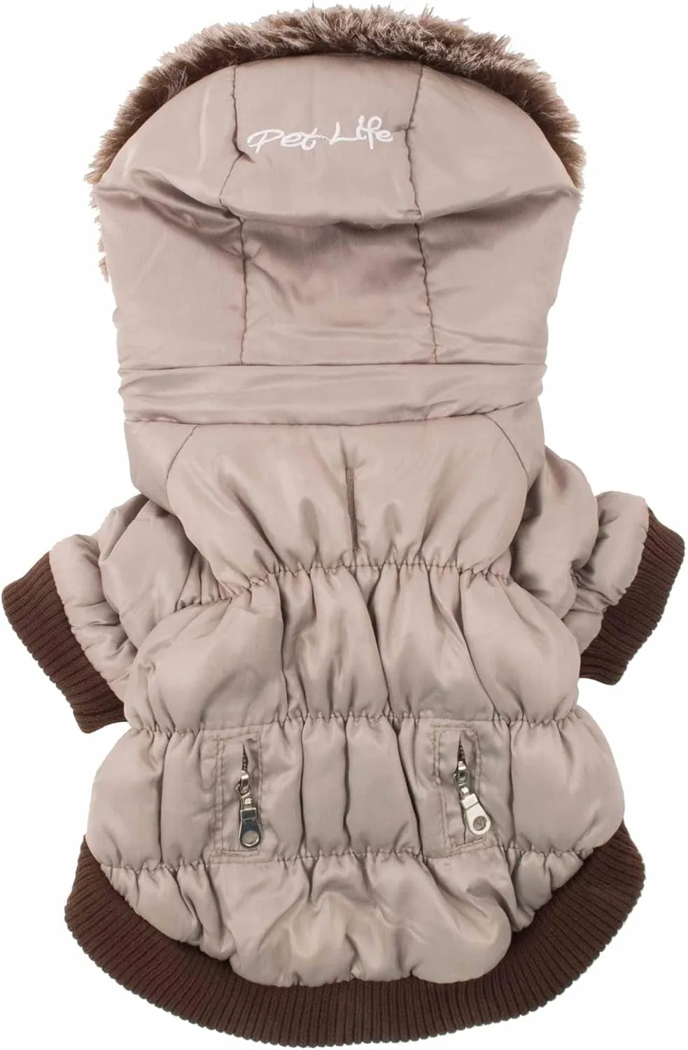 PET LIFE Classic Metallic Fashion Pet Dog Coat Jacket Parka w/ 3M Insulation and Removable Hood, Small, Metallic Grey