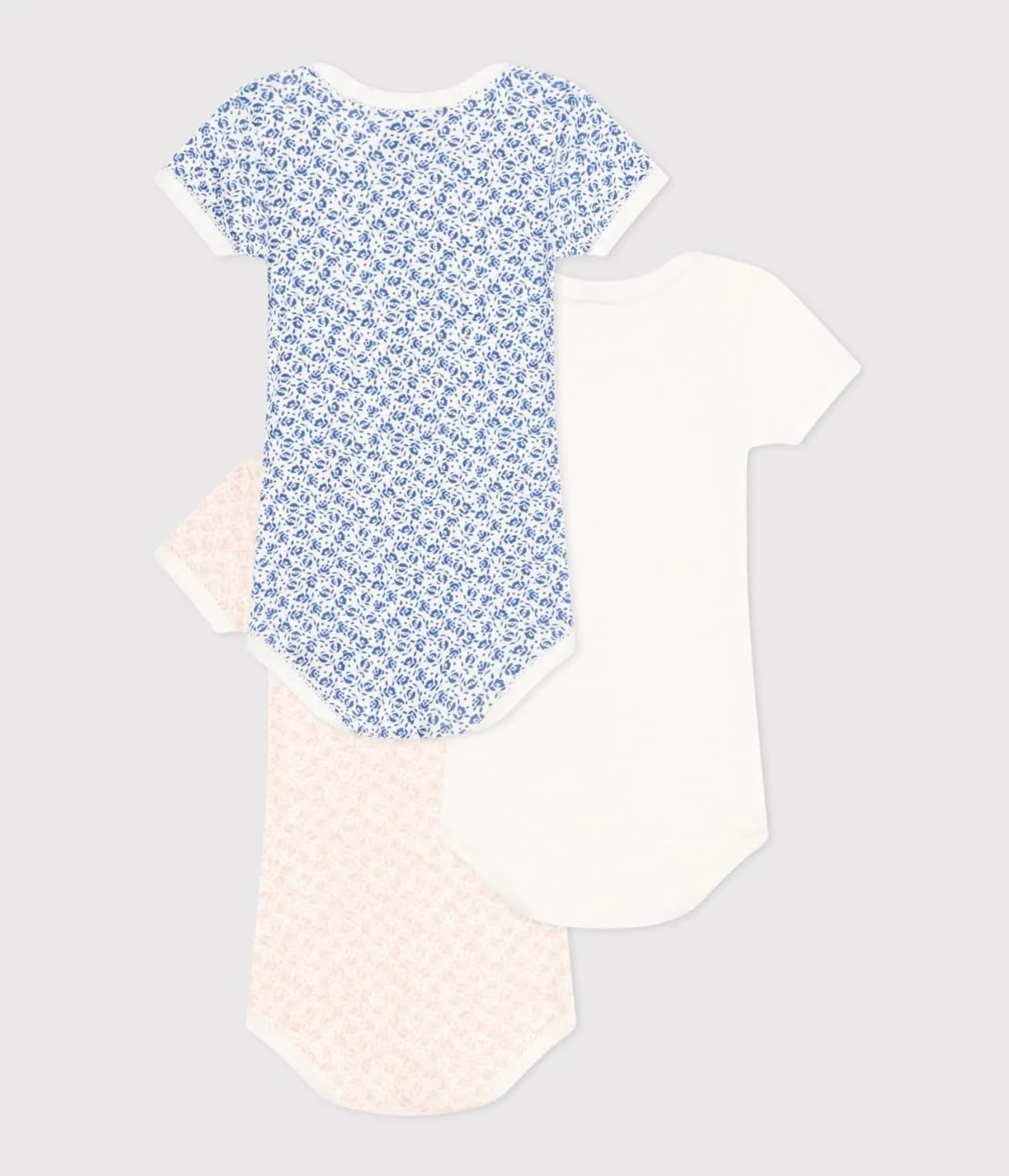 Petit Bateau Babies' Short-Sleeved Floral Cotton Bodysuits - 3-Pack SIZES 3-24 MONTHS