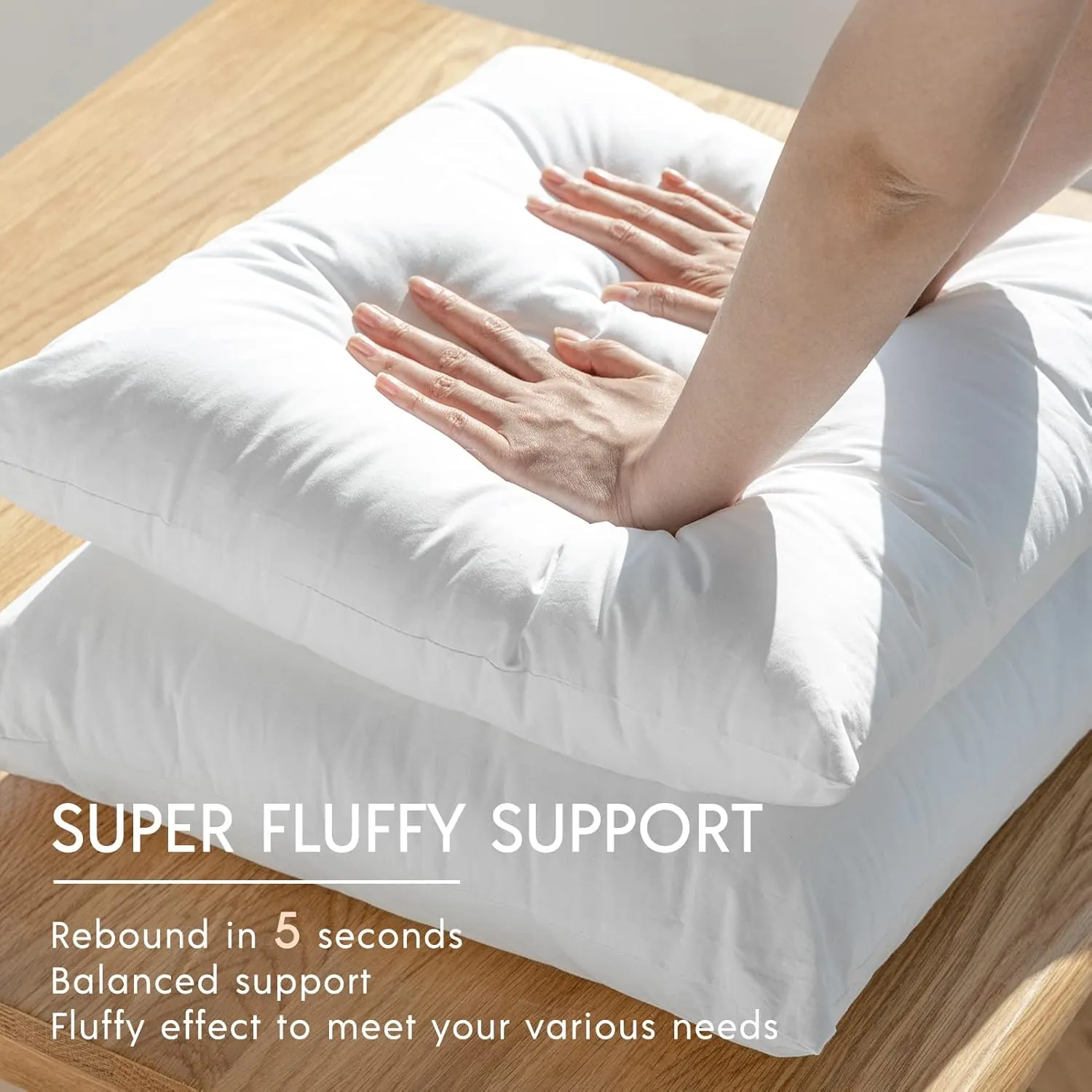 Phantoscope 18 x 18 Pillow Inserts - Pack of 4 Outdoor Water Resistant Throw Pillow Inserts Hypoallergenic Square Decorative Couch Sham Cushion Stuffer - 18 Inches