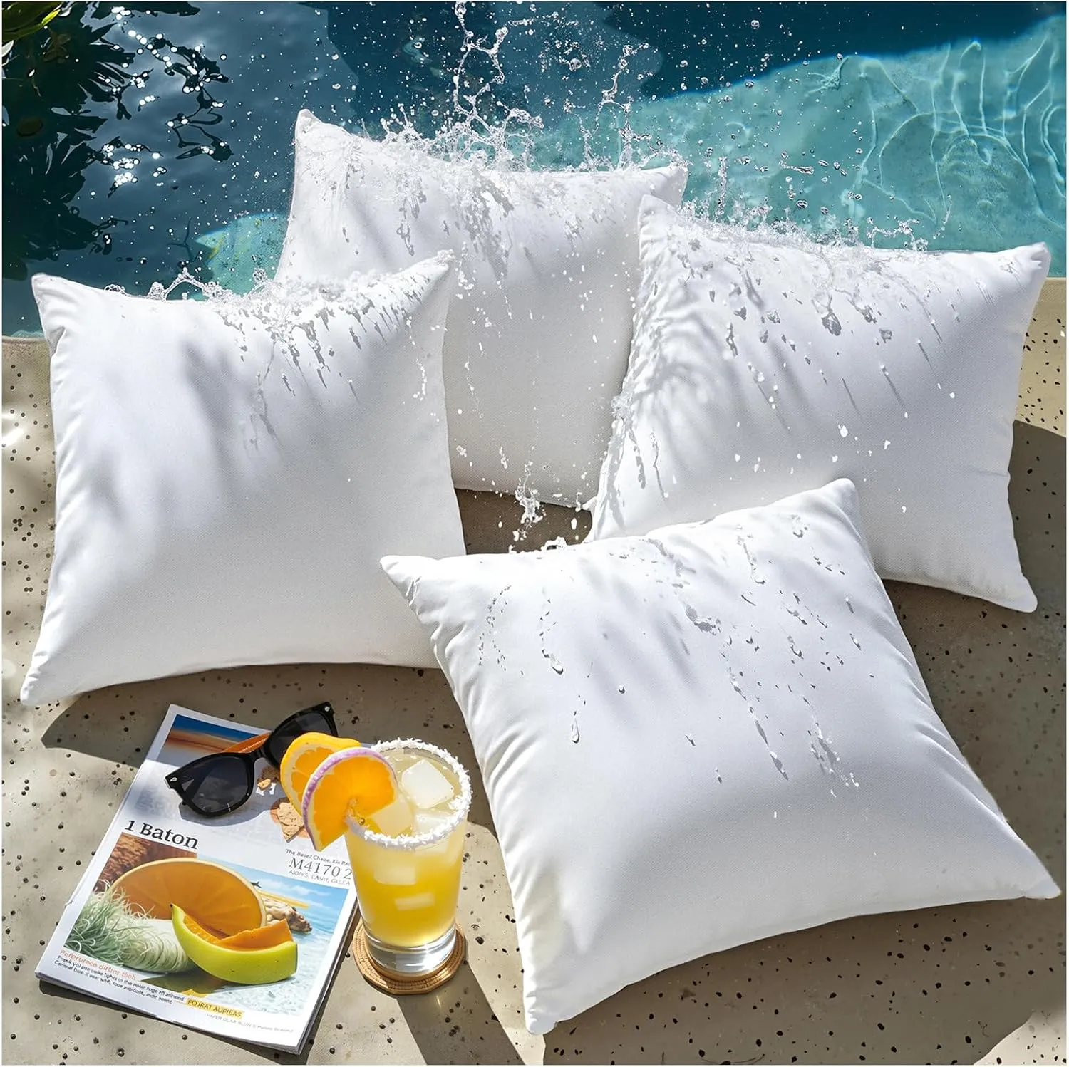 Phantoscope 18 x 18 Pillow Inserts - Pack of 4 Outdoor Water Resistant Throw Pillow Inserts Hypoallergenic Square Decorative Couch Sham Cushion Stuffer - 18 Inches