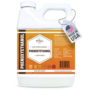 PHENOXYETHANOL Preservative Liquid (16 oz) Paraben-Free; Formaldehyde-Free; Water & Oil Soluble | Suitable for Soap Making, Lotions, Conditioners, Creams | Keeps Products Fresh & Safe | 16 Ounces