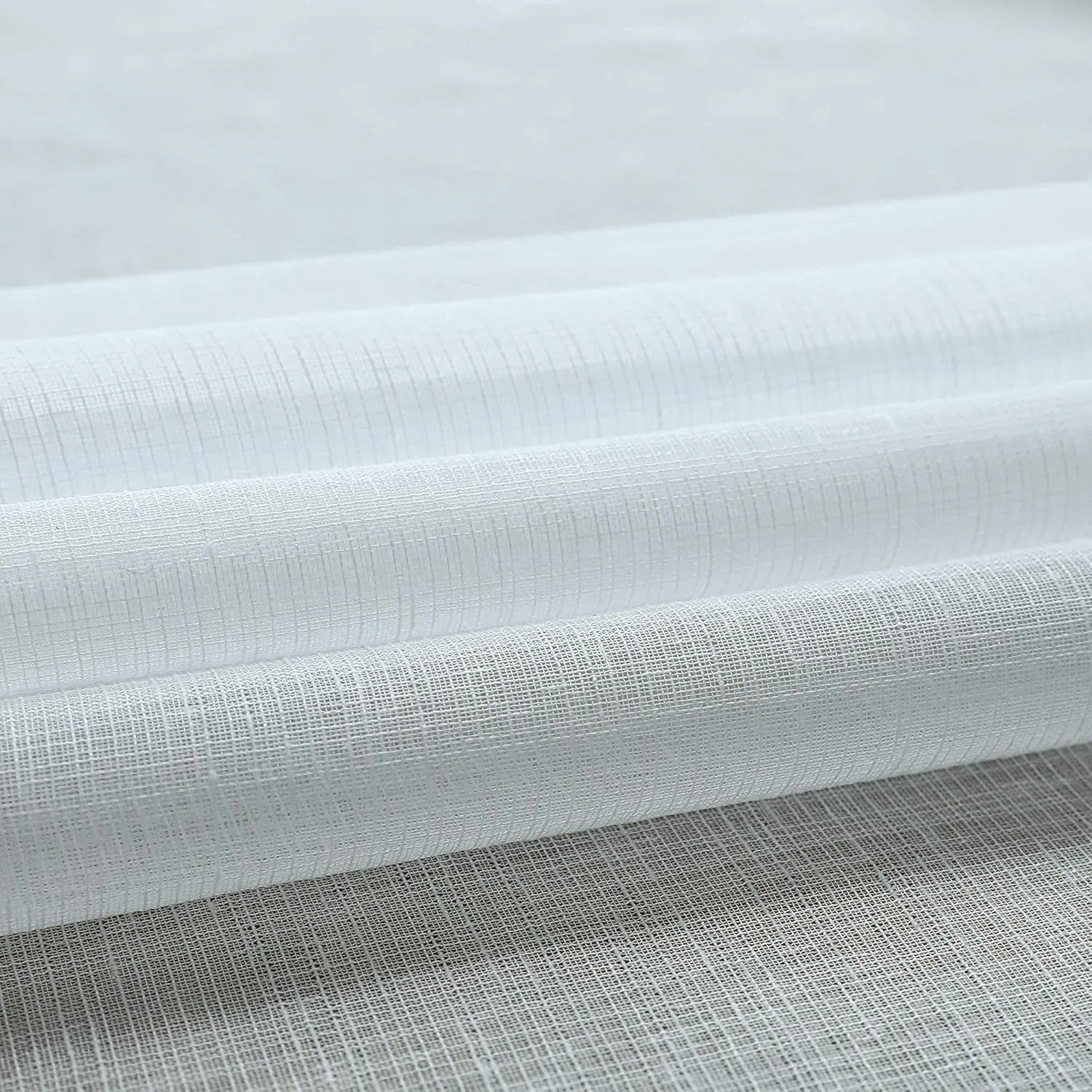 Pitalk White Sheer Curtains 84 Inches Long for Living Room 2 Panel Grommet Window Drape Lightweight Semi Translucent Cotton Linen Look Lace Curtain for Bedroom Shabby Chic Farmhouse Decor 52x84 Length