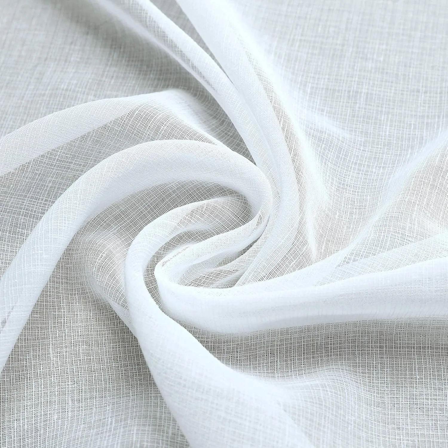 Pitalk White Sheer Curtains 84 Inches Long for Living Room 2 Panel Grommet Window Drape Lightweight Semi Translucent Cotton Linen Look Lace Curtain for Bedroom Shabby Chic Farmhouse Decor 52x84 Length