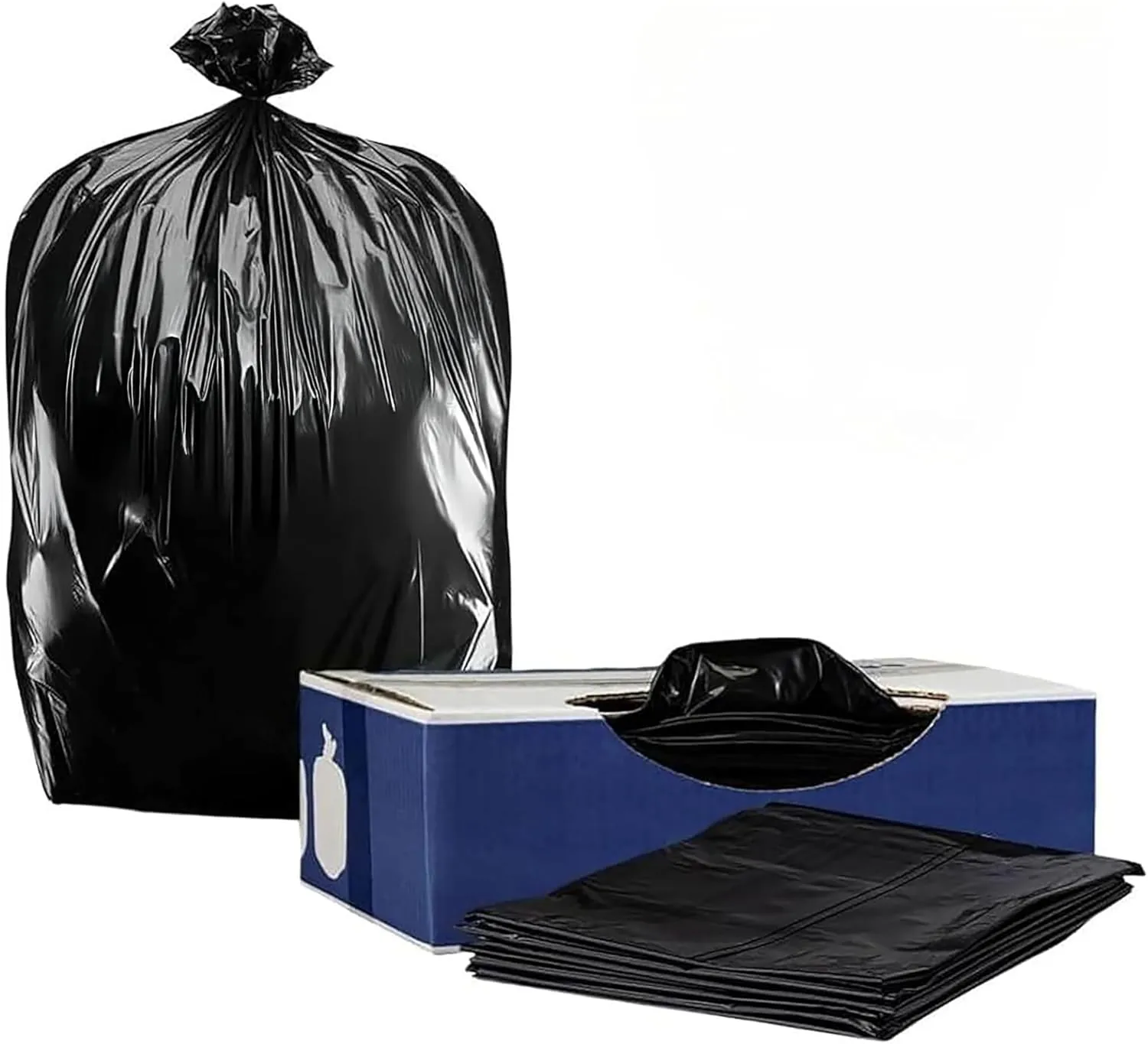 Plasticplace 55-60 Gallon Trash Bags, 1.2 Mil Heavy Duty Contractor Garbage Bags, Black Tear-Resistant Bags for Construction, Yard Waste, Industrial Use, Large 38” x 58” (100 Count)