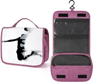Playing Basketball,Toiletry Bag Travel Bag with Hanging Hook,Basketball Particle Composition,Water-resistant Makeup Cosmetic Bag Travel Organizer for Accessories,Full-size Container,Black Blue