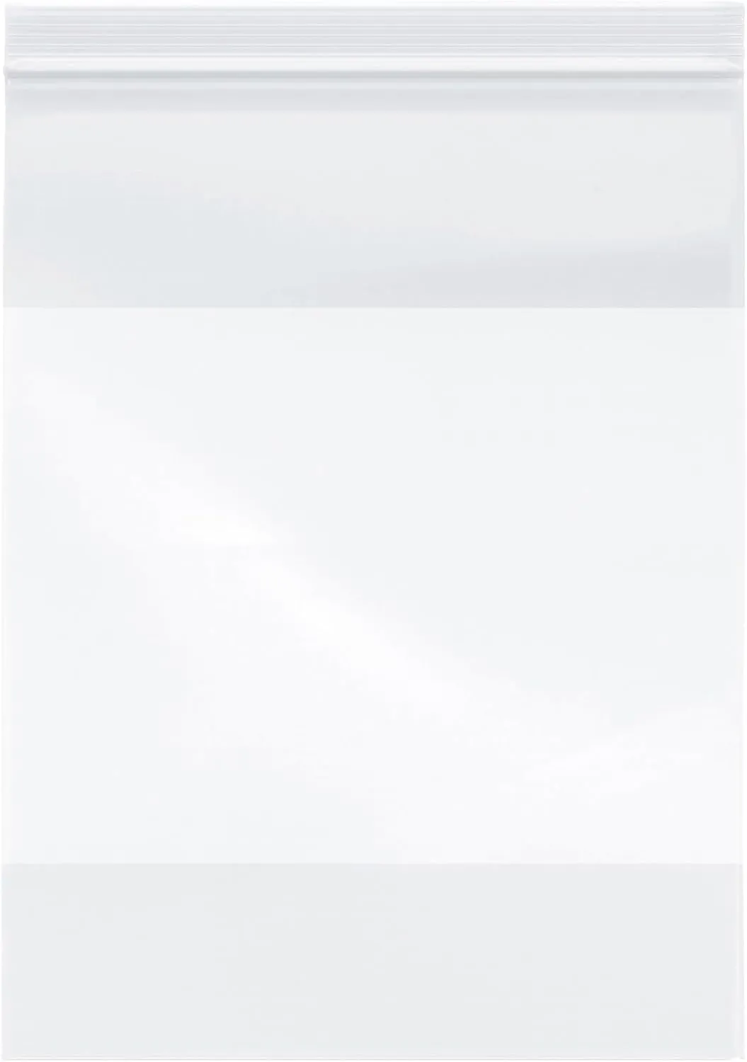 Plymor 9" x 12" (Pack of 100), 4 Mil with White-Block Heavy Duty Zipper Reclosable Plastic Bags