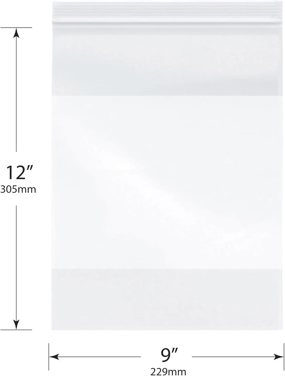 Plymor 9" x 12" (Pack of 100), 4 Mil with White-Block Heavy Duty Zipper Reclosable Plastic Bags