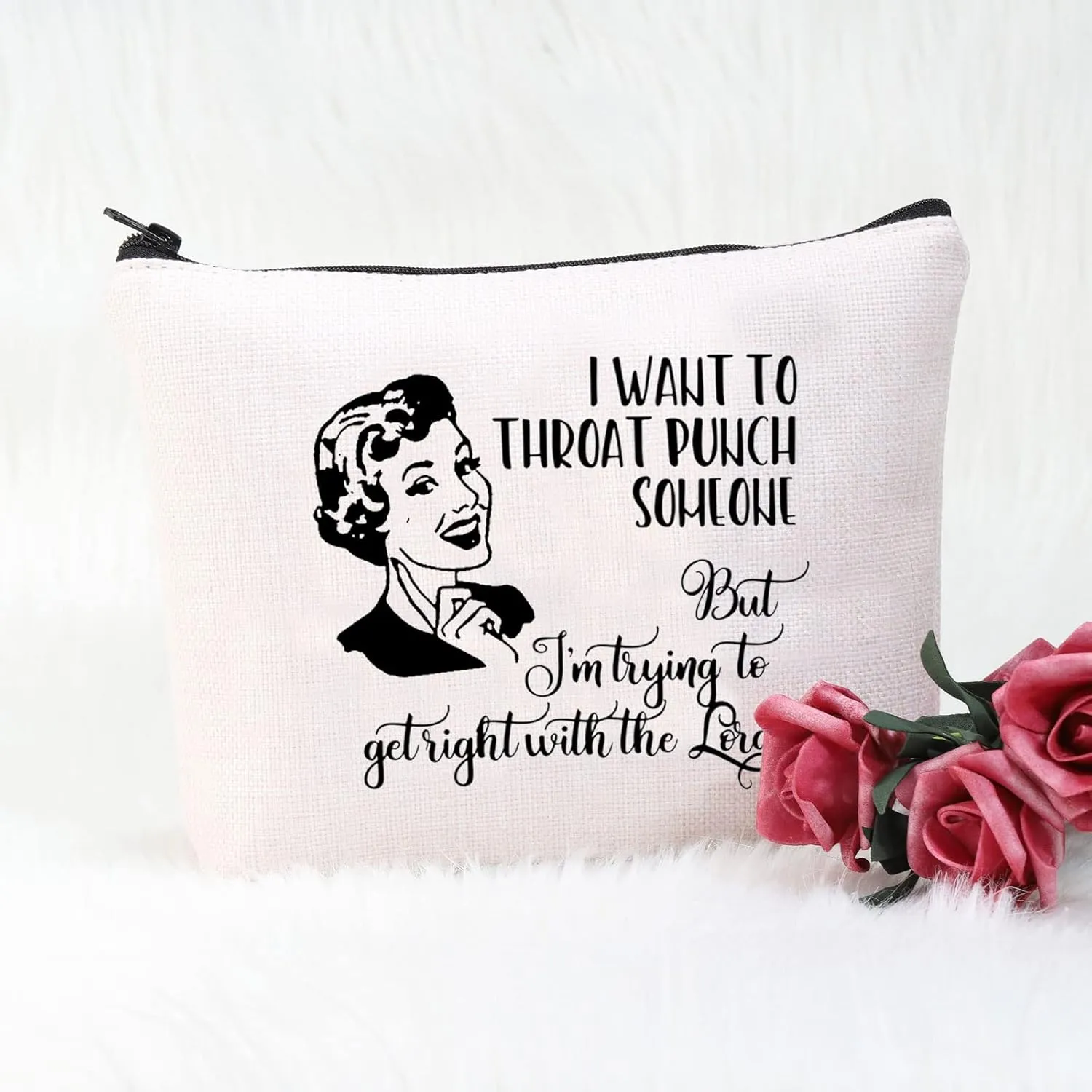 POFULL Housewife Gift Sarcastic Vintage Housewife Cosmetic Bag