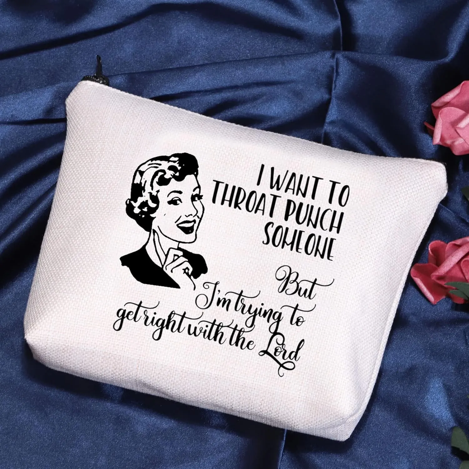 POFULL Housewife Gift Sarcastic Vintage Housewife Cosmetic Bag