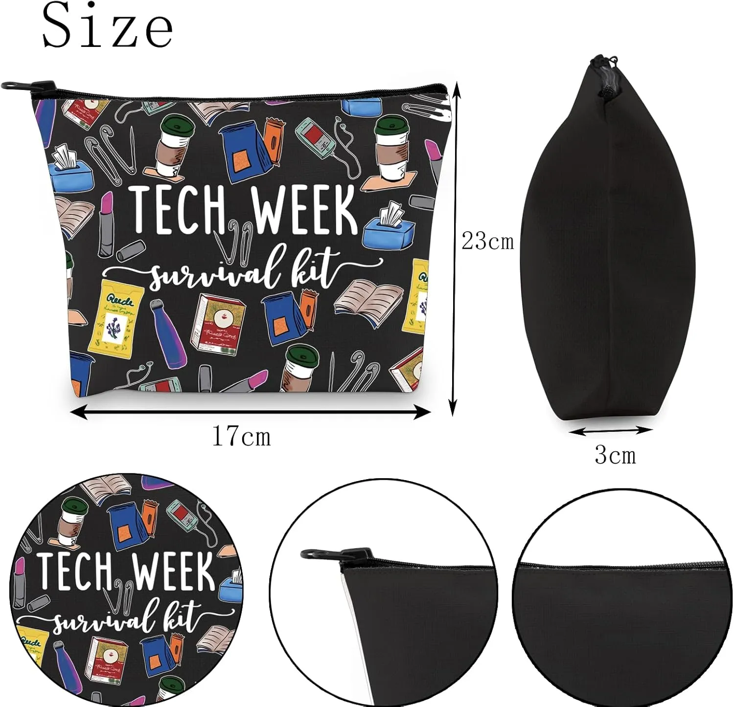 POFULL Theatre Tech Week Gift Tech Week Survival kit Travel Makeup Cosmetic Bags Theatre Lover Gift (Tech Week black Bag)