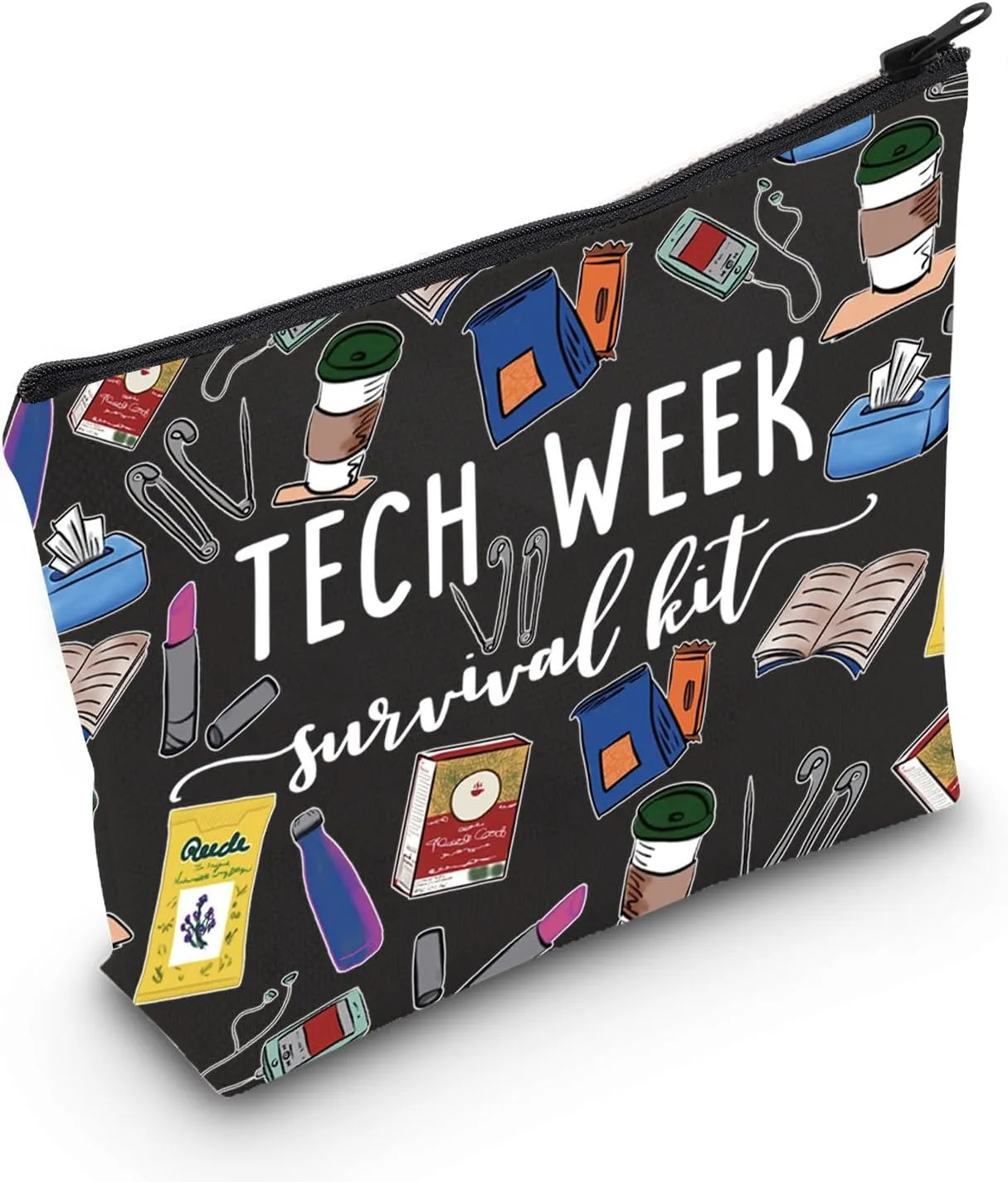 POFULL Theatre Tech Week Gift Tech Week Survival kit Travel Makeup Cosmetic Bags Theatre Lover Gift (Tech Week black Bag)