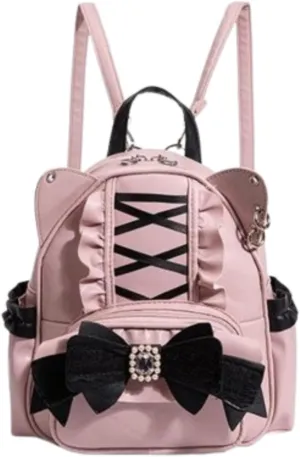 Pokn Jirai Kei Kawaii Bag Gothic Cute Bag Mini Leather Backpack Fashion Small Daypacks Purse for Women Cutecore (Pink)