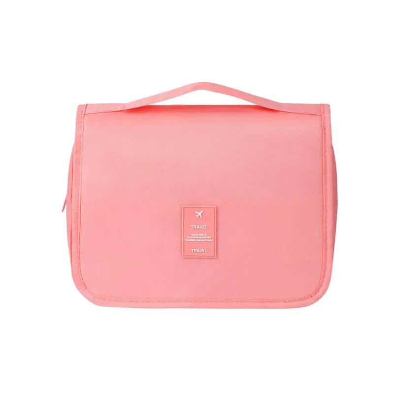 Polyester Waterproof Multifunction Women Cosmetic Bag Toiletry Storage Organize Travel Handbag Bathroom Hanging Wash Bag