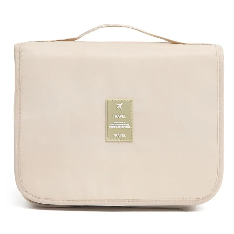 Polyester Waterproof Multifunction Women Cosmetic Bag Toiletry Storage Organize Travel Handbag Bathroom Hanging Wash Bag
