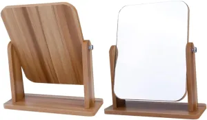 Portable Desktop Makeup Mirror Stylish Gray Wooden Cosmetic Mirror for Home Use Design for Makeup Artists and Everyday Space Saving and Elegant Addition