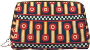Portable Makeup Bag, Travel Organizer with Zipper, Large Cosmetic Bag, Egyptian Stripes Print Toiletry Case