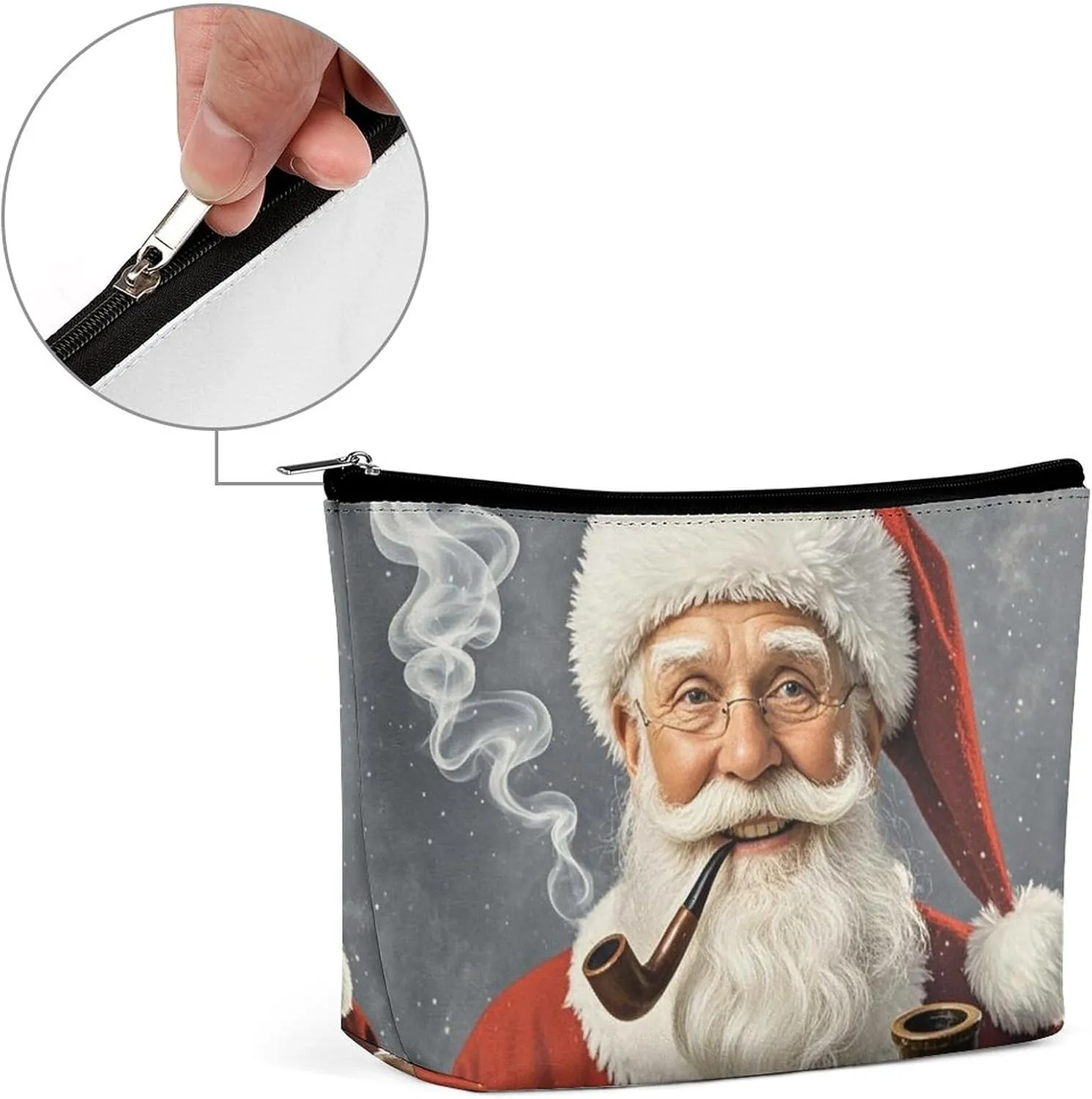 Portable Small Cosmetic Bag Cute Travel Makeup Bag Santa Claus Waterproof Toiletry Bag for Women