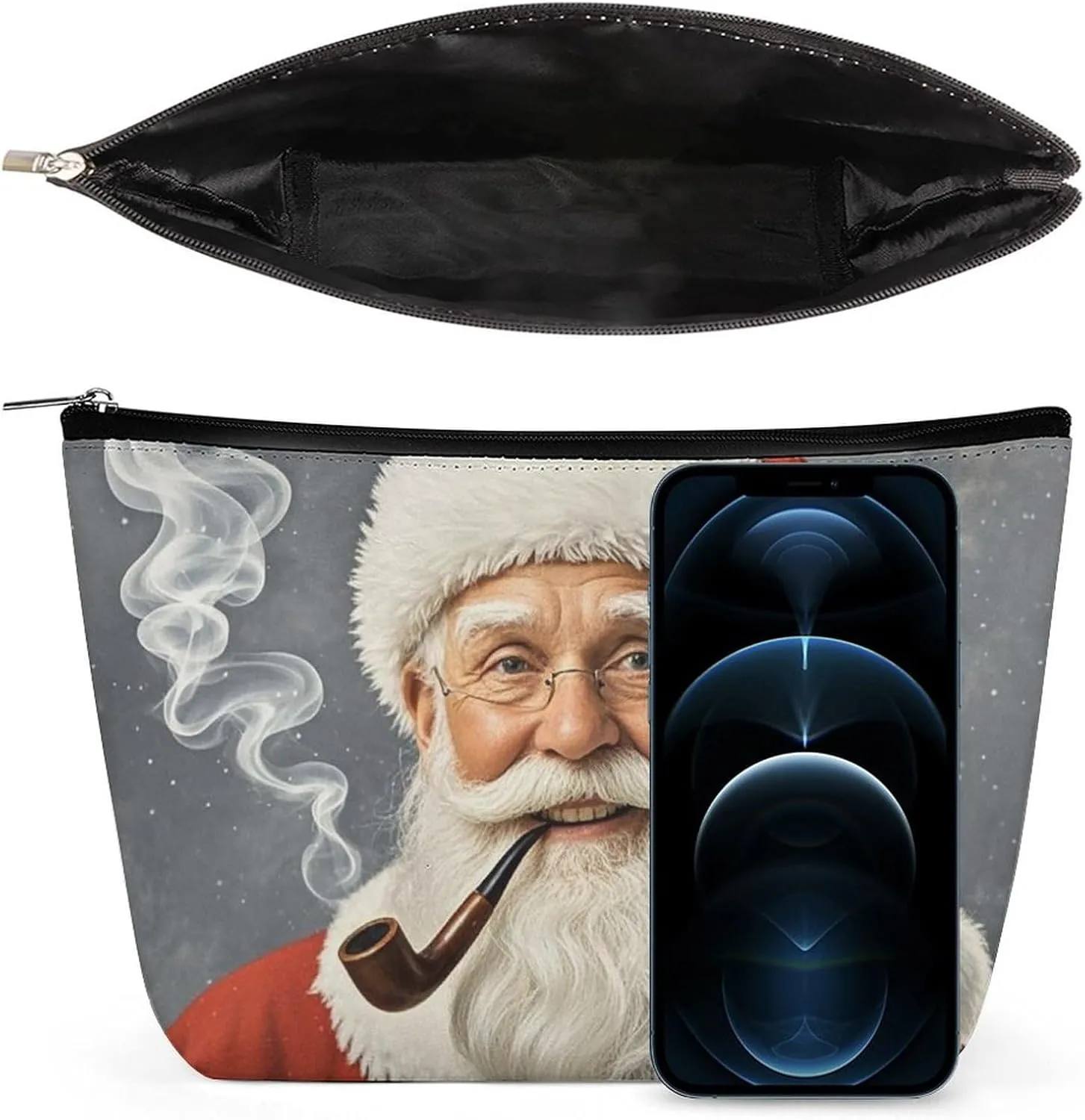 Portable Small Cosmetic Bag Cute Travel Makeup Bag Santa Claus Waterproof Toiletry Bag for Women