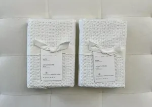 Pottery Barn Honeycomb Sham~Euro~Set of Two~White~