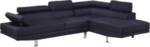 Poundex 2-PCS Sofa Sectional, Dark Blue