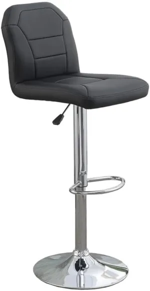 Poundex Adjustable Height & Swivel Barstool 2 Piece in Black Faux Leather