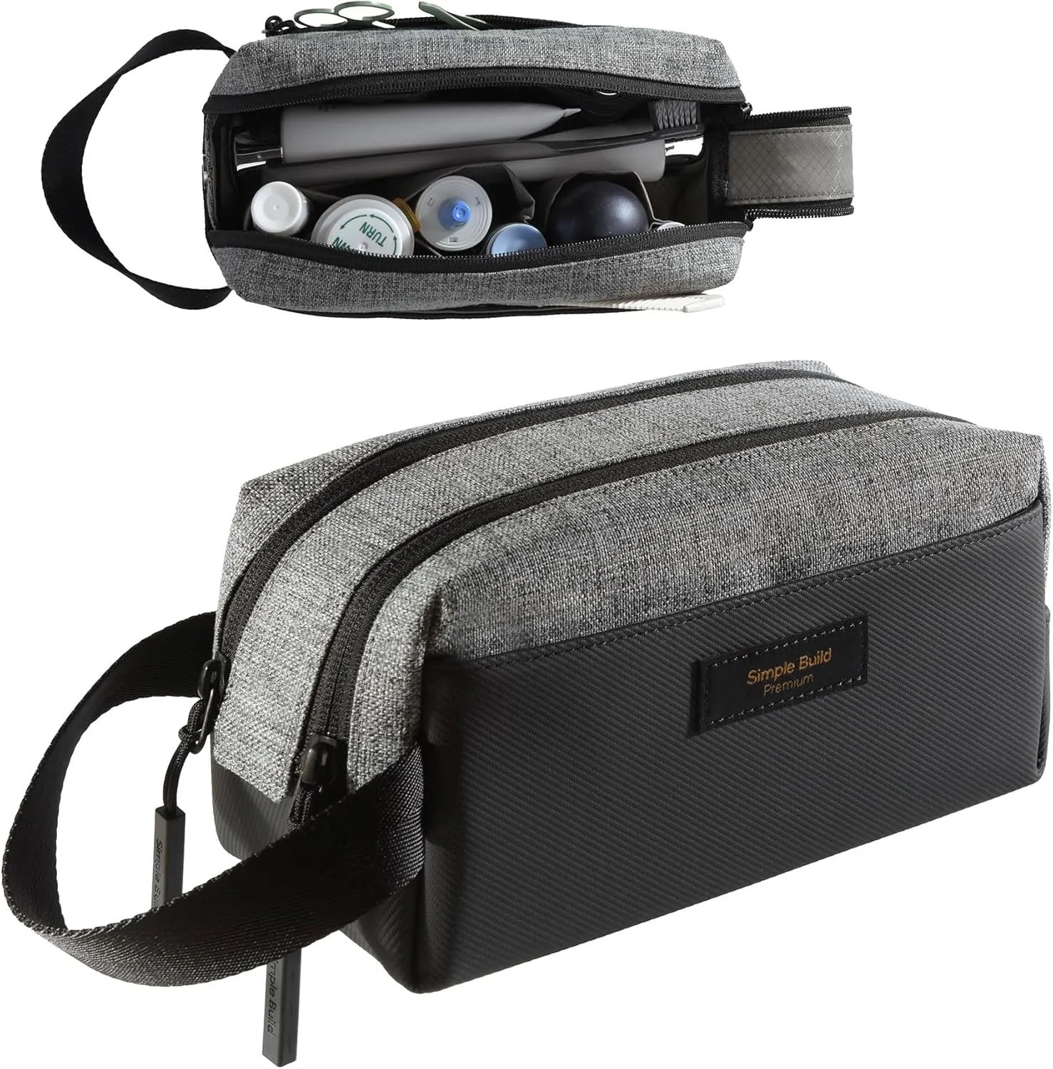 Premium Travel Toiletry Bag Toiletry Organizer Dopp Kit Water-resistant Waterproof Shaving Bag for Toiletries Accessories Door Room Essentials - (Heather Gray, Small)
