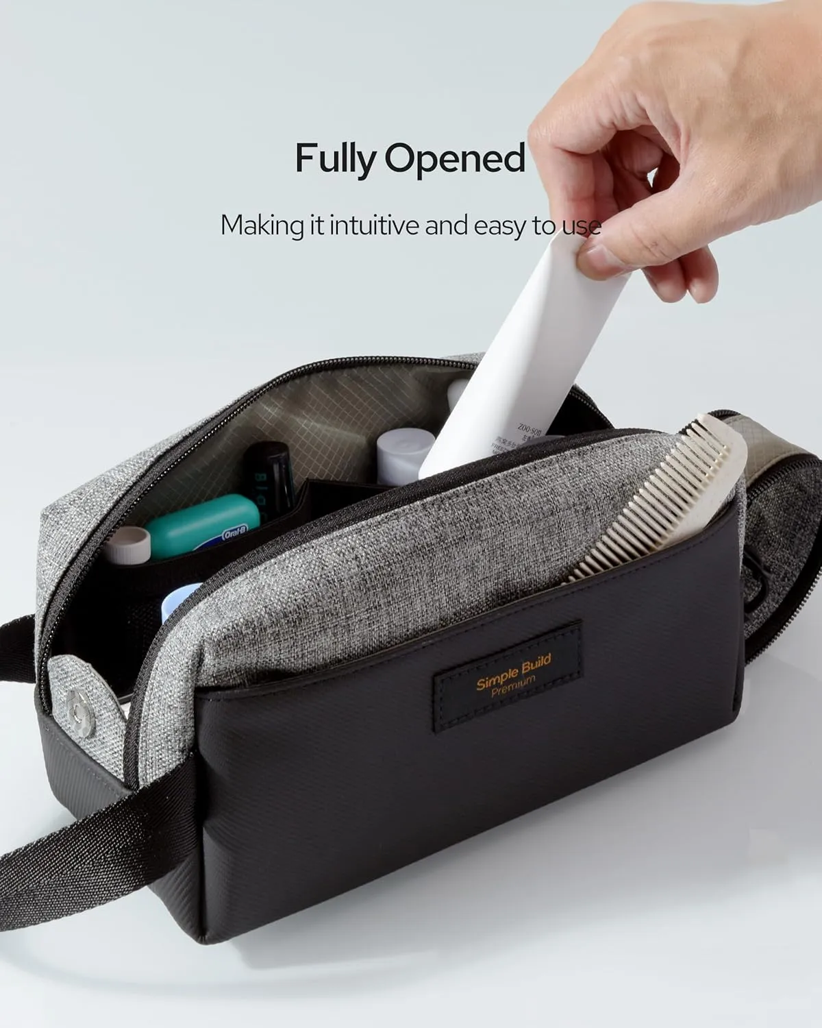 Premium Travel Toiletry Bag Toiletry Organizer Dopp Kit Water-resistant Waterproof Shaving Bag for Toiletries Accessories Door Room Essentials - (Heather Gray, Small)