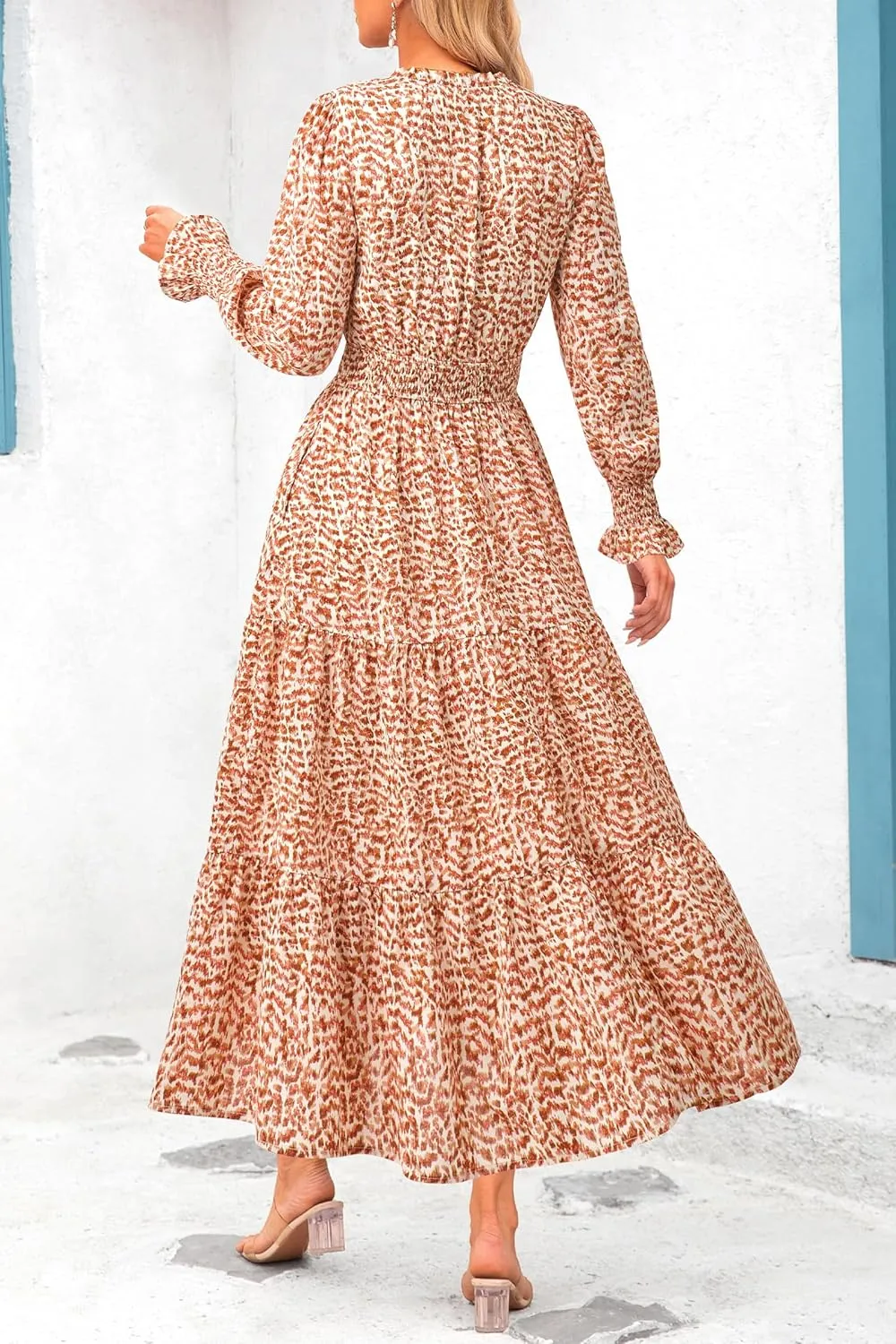 PRETTYGARDEN Women's 2025 Spring Maxi Dress Floral Long Sleeve V Neck Casual A Line Long Flowy Boho Party Dresses
