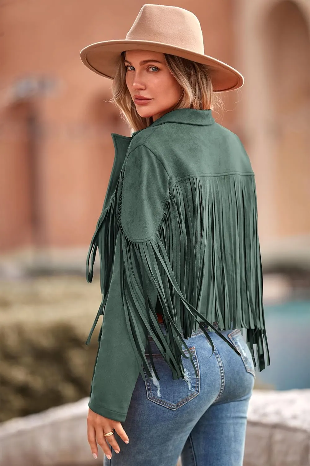 PRETTYGARDEN Women's Fringe Faux Suede Leather Jackets 2025 Fashion Tassel Motorcycle Cropped Coats