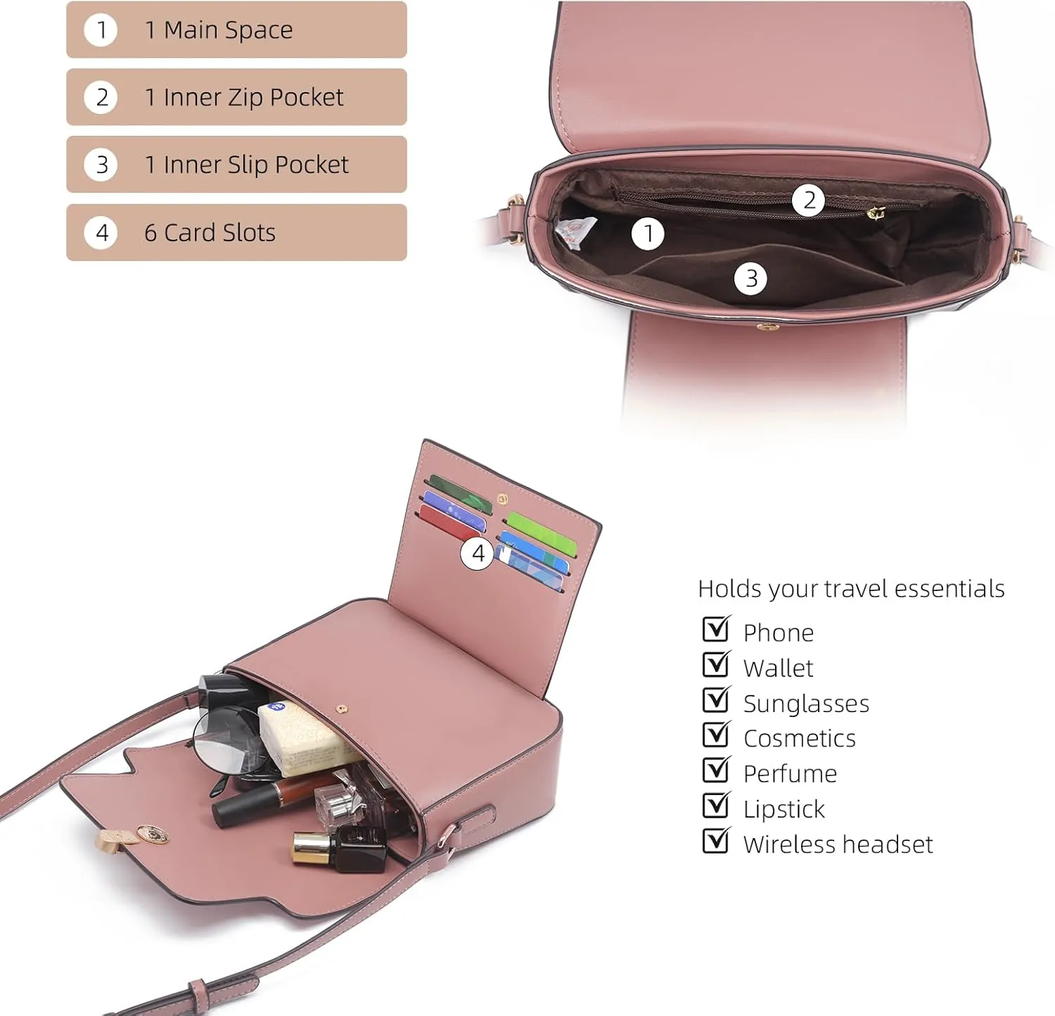 Prettyzys Crossbody Bag for Women，Trendy Small Shoulder Bag Phone Wallet Purse for Women