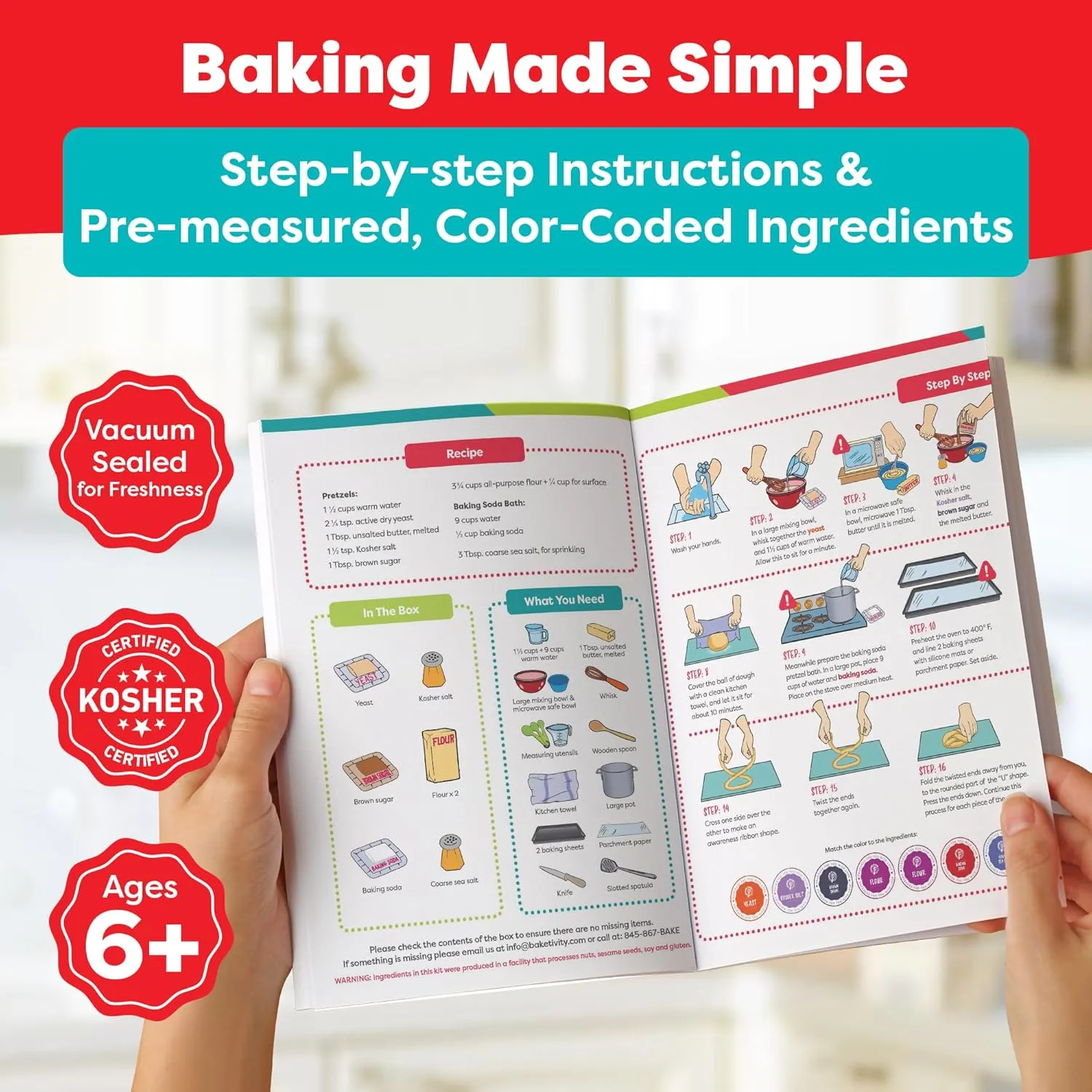 Pretzel Making Kit - Real Cooking Set for Kids Ages 5-12  with Recipe and Ingredients - Kids Baking Set for Girls & Boys - Great Gift for Family Bonding