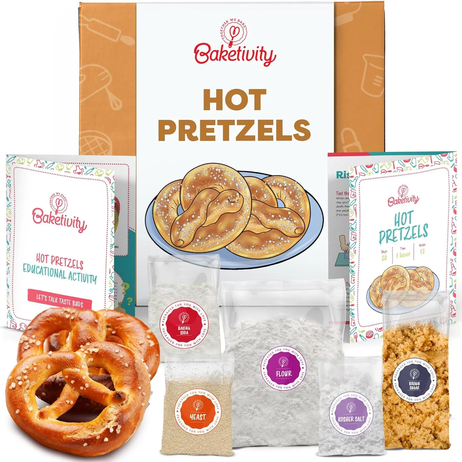 Pretzel Making Kit - Real Cooking Set for Kids Ages 5-12  with Recipe and Ingredients - Kids Baking Set for Girls & Boys - Great Gift for Family Bonding