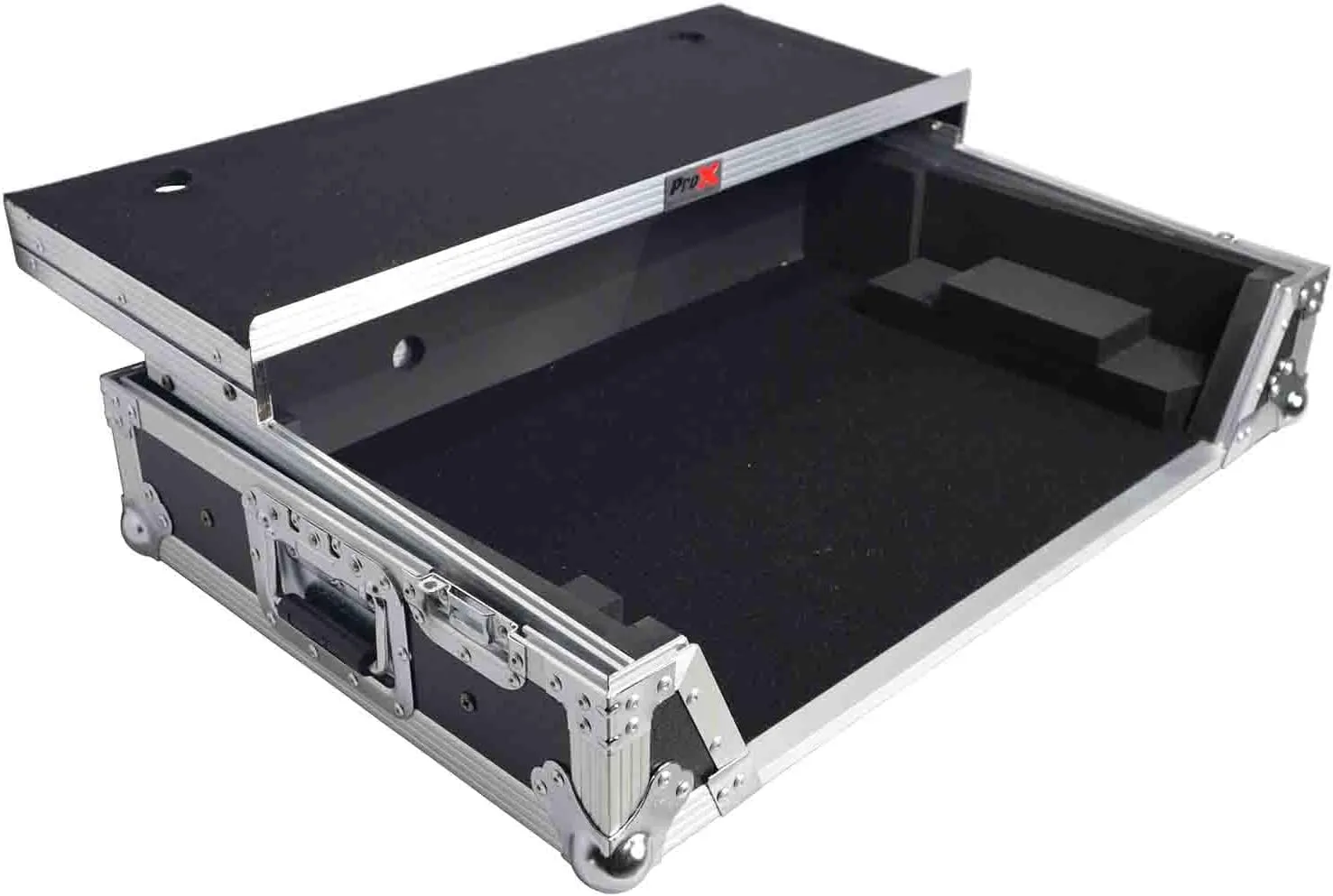 ProX Flight Case For RANE ONE DJ Controller with Sliding Laptop Shelf, 1U Rack, and Wheels - High-Density Protective Foam for Interior Support - Finish on Laminated 3/8" Plywood - XS-RANEONE WLT