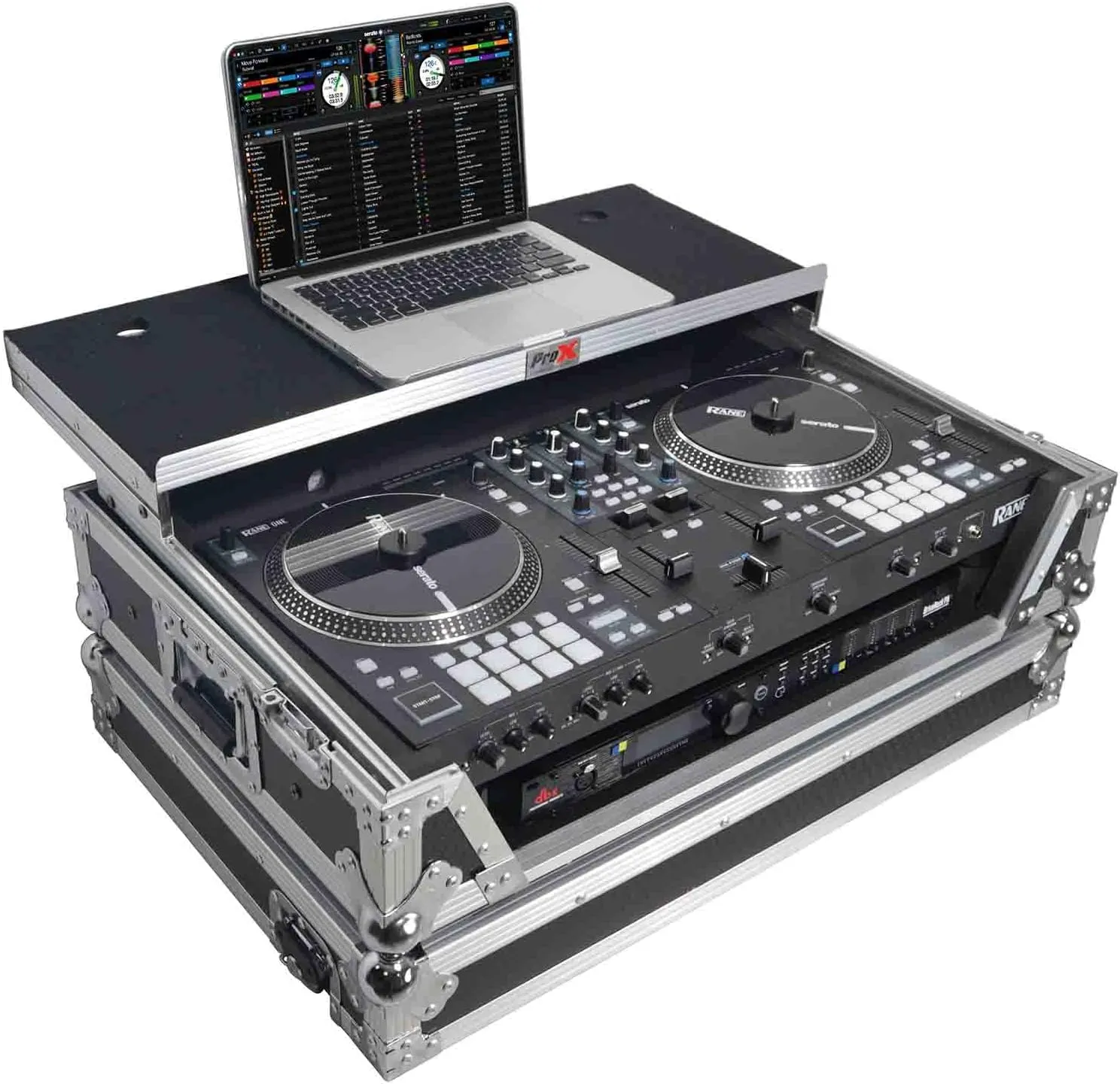 ProX Flight Case For RANE ONE DJ Controller with Sliding Laptop Shelf, 1U Rack, and Wheels - High-Density Protective Foam for Interior Support - Finish on Laminated 3/8" Plywood - XS-RANEONE WLT