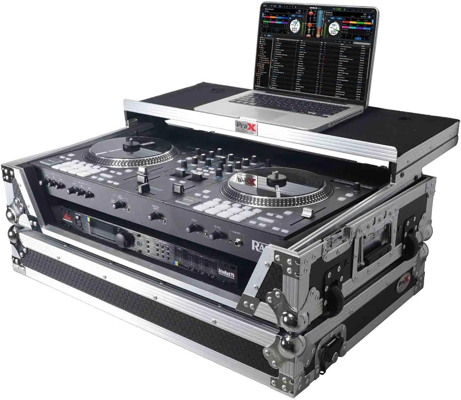 ProX Flight Case For RANE ONE DJ Controller with Sliding Laptop Shelf, 1U Rack, and Wheels - High-Density Protective Foam for Interior Support - Finish on Laminated 3/8" Plywood - XS-RANEONE WLT
