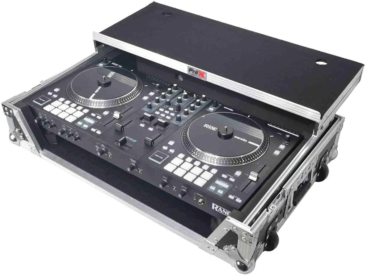 ProX Flight Case For RANE ONE DJ Controller with Sliding Laptop Shelf, 1U Rack, and Wheels - High-Density Protective Foam for Interior Support - Finish on Laminated 3/8" Plywood - XS-RANEONE WLT