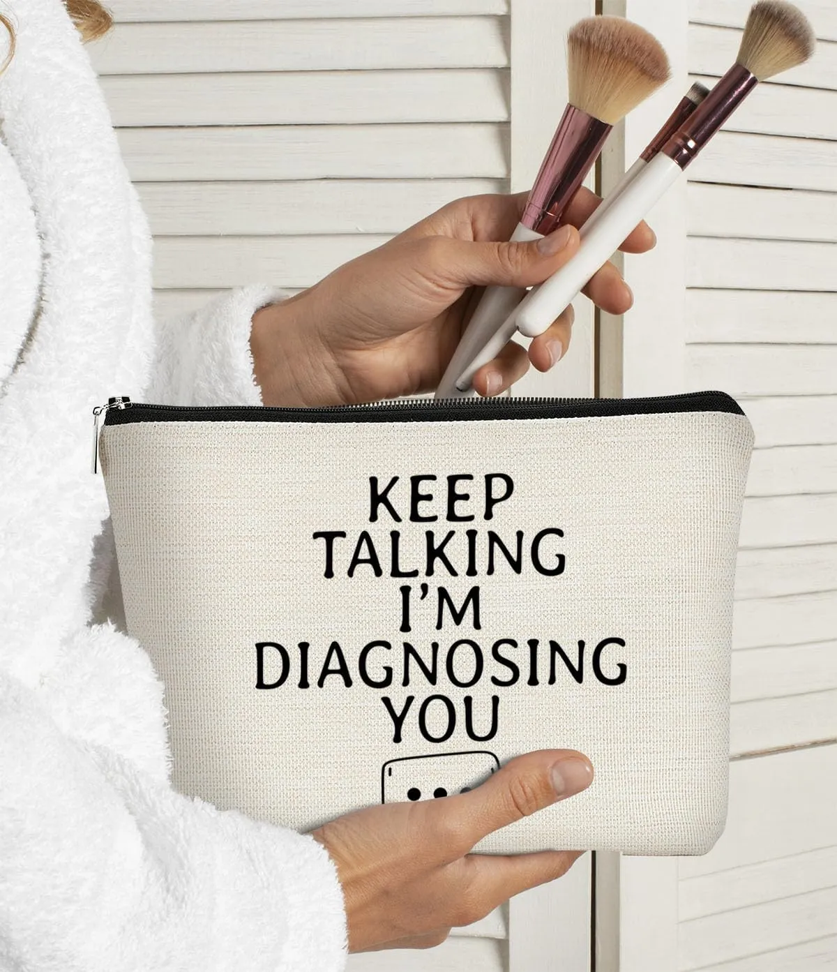 Psychology Therapist Gifts - Small Cosmetic Bag, Psychologist Psychiatrist Gift Idea - 'Keep Talking I'm Diagnosing You' Birthday Makeup Bag for Women